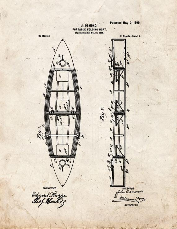 Portable Folding Boat Patent Print