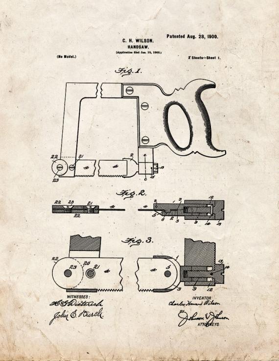 Handsaw Patent Print