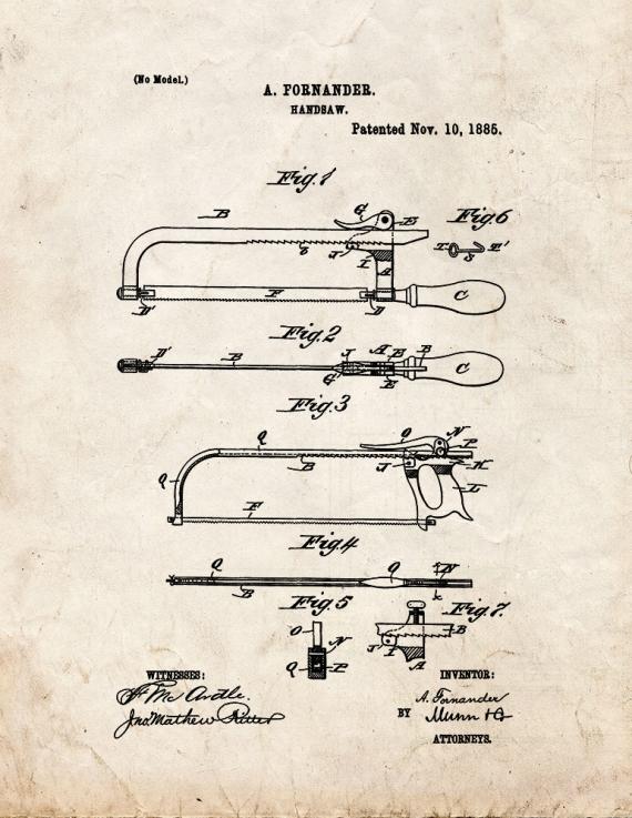 Handsaw Patent Print