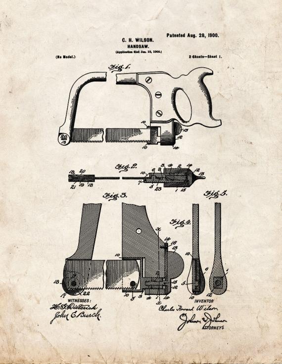 Handsaw Patent Print