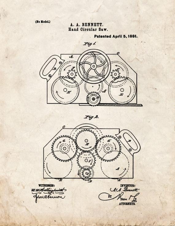 Hand Circular Saw Patent Print