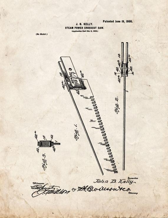 Steam-power Crosscut-saw Patent Print