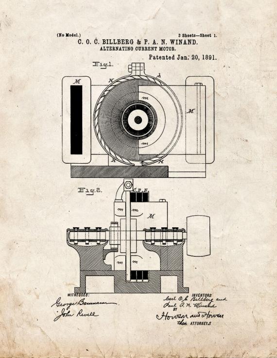 Alternating Current Motor Patent Print