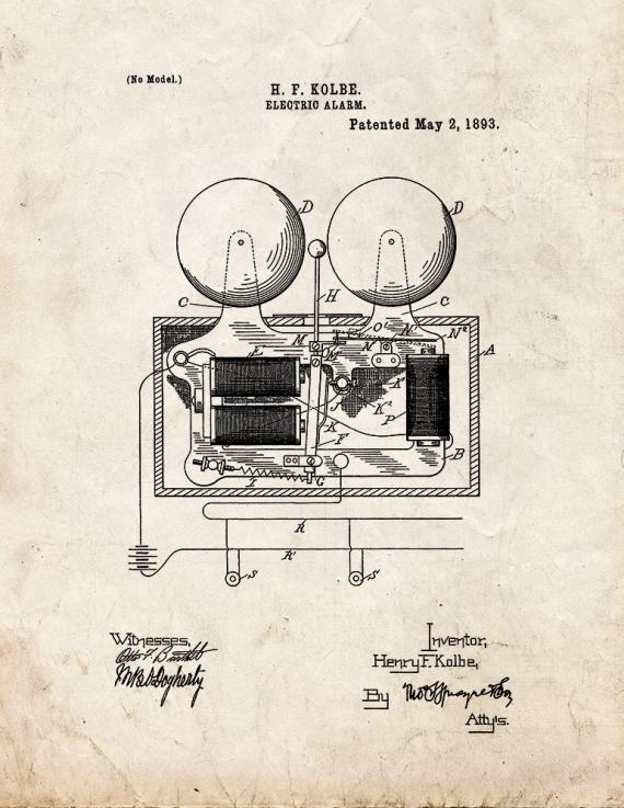Electric Alarm Patent Print