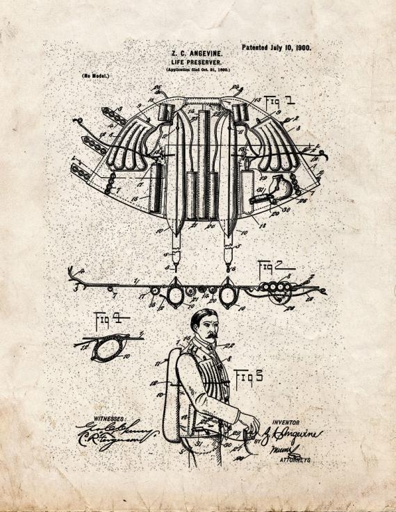 Life-preserver Patent Print