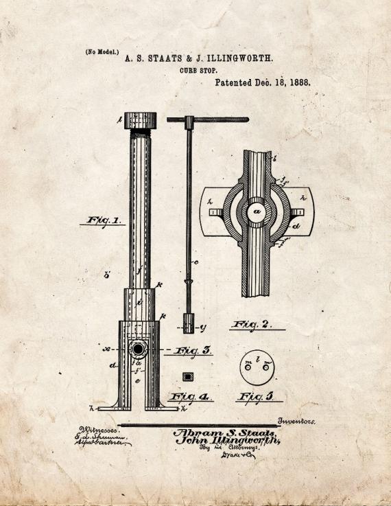 Curb Stop Patent Print