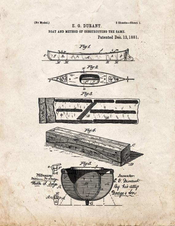Rowboat Patent Print