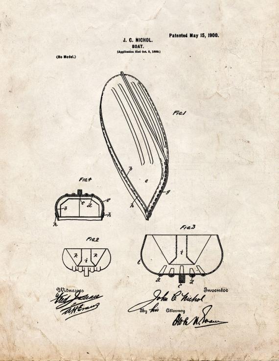 Boat Patent Print