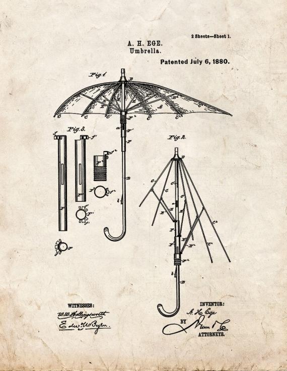 Umbrella Patent Print