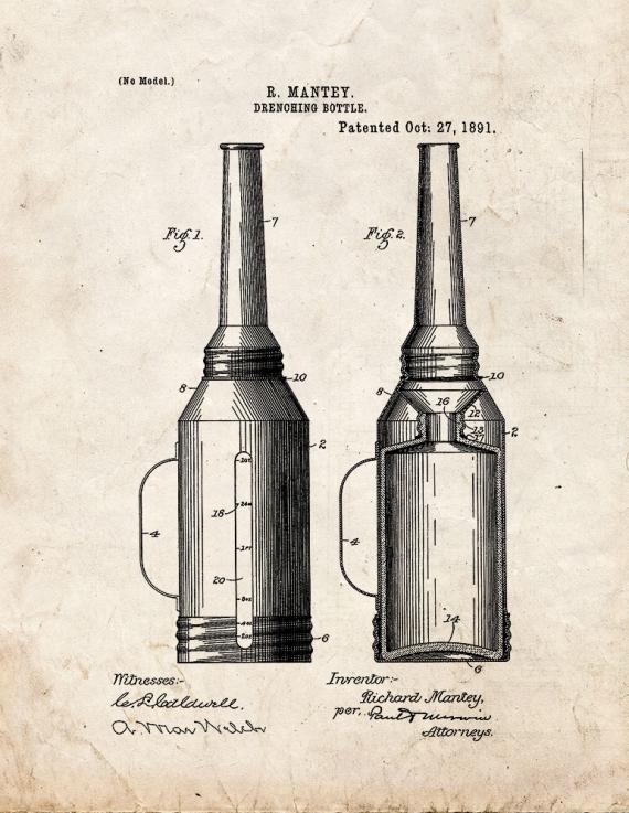 Drenching Bottle Patent Print