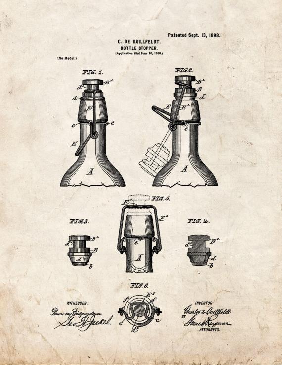 Bottle Stopper Patent Print