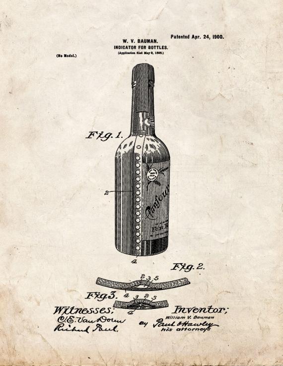 Indicator for Bottles Patent Print