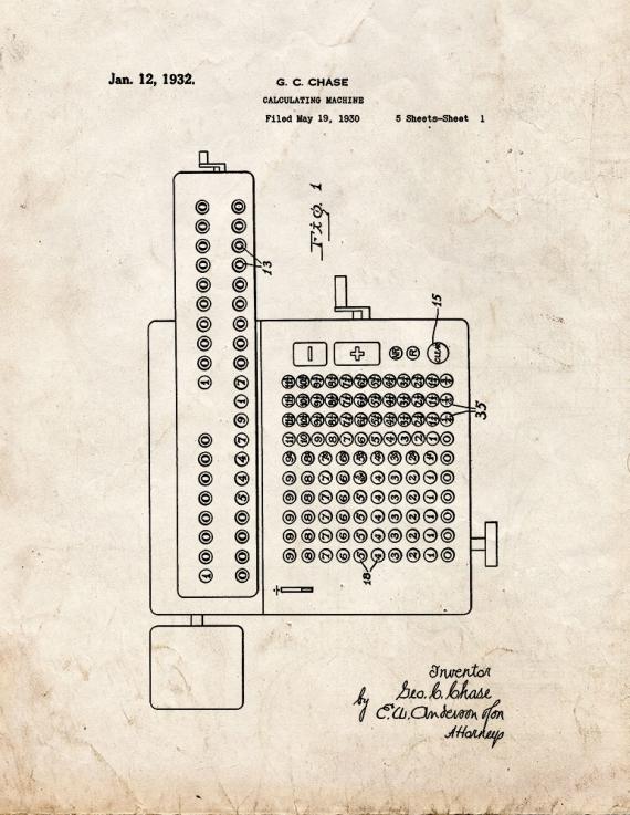 Calculating Machine Patent Print