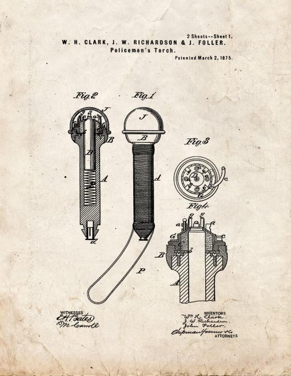 Policemen's Torch Patent Print