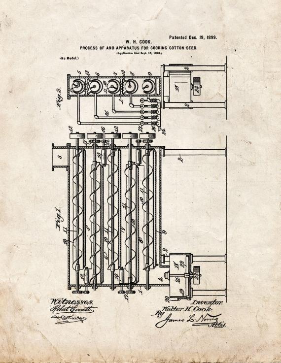Process Of and Apparatus for Cooking Cotton-seed Patent Print