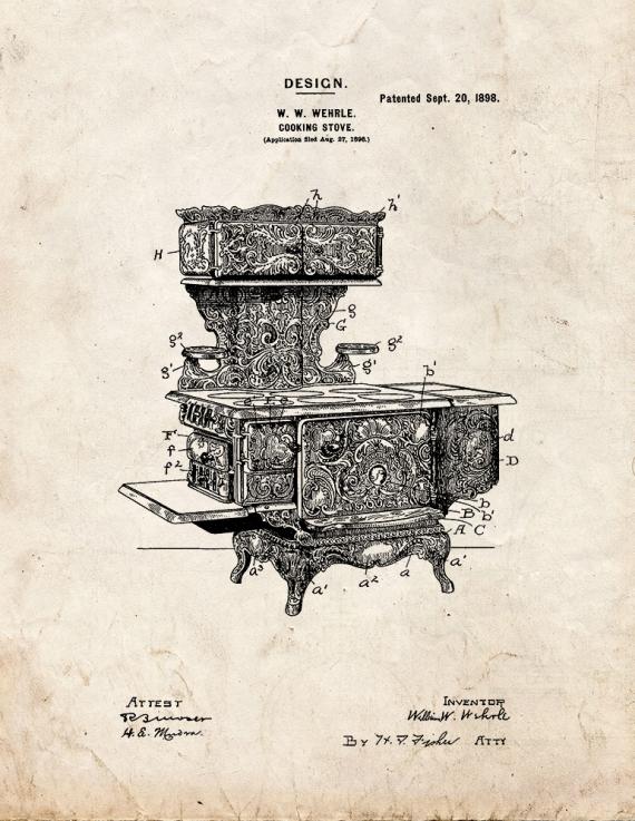 Cooking Stove Patent Print