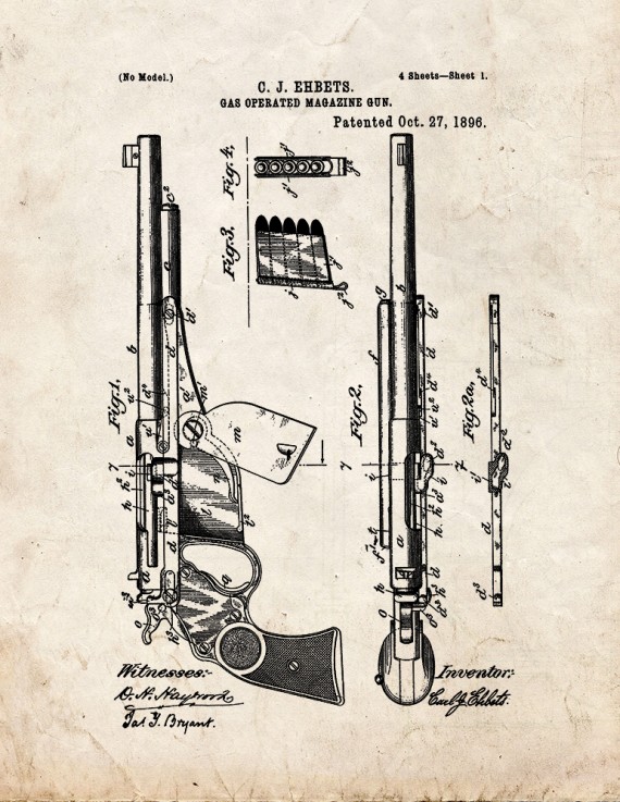 Gas Operated Magazine Gun Patent Print