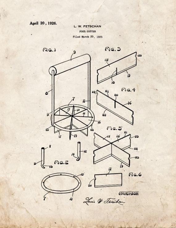 Food Cutter Patent Print