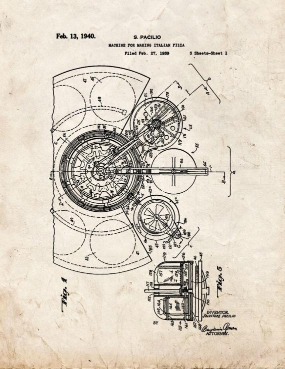 Machine for Making Italian Pizza Patent Print