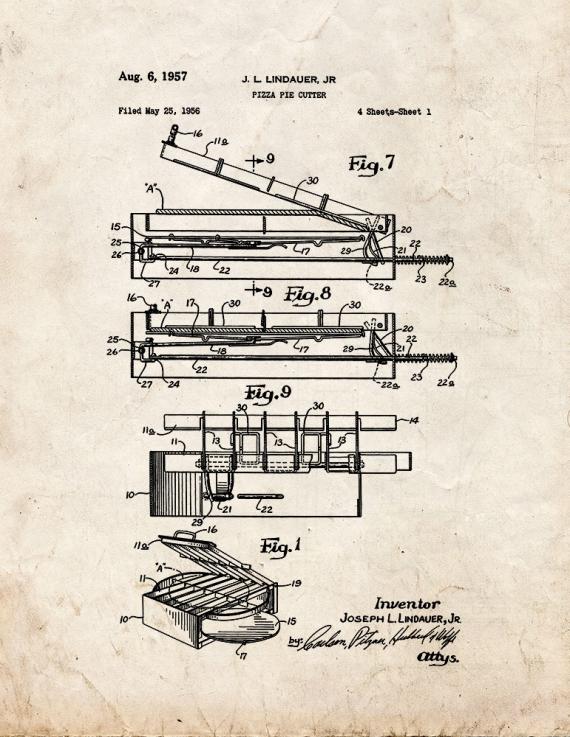 Pizza Pie Cutter Patent Print