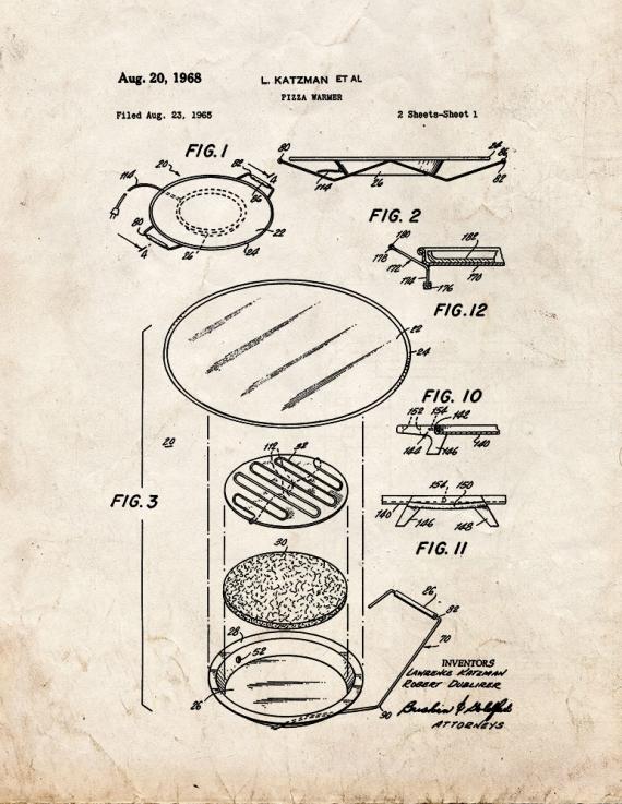 Pizza Warmer Patent Print