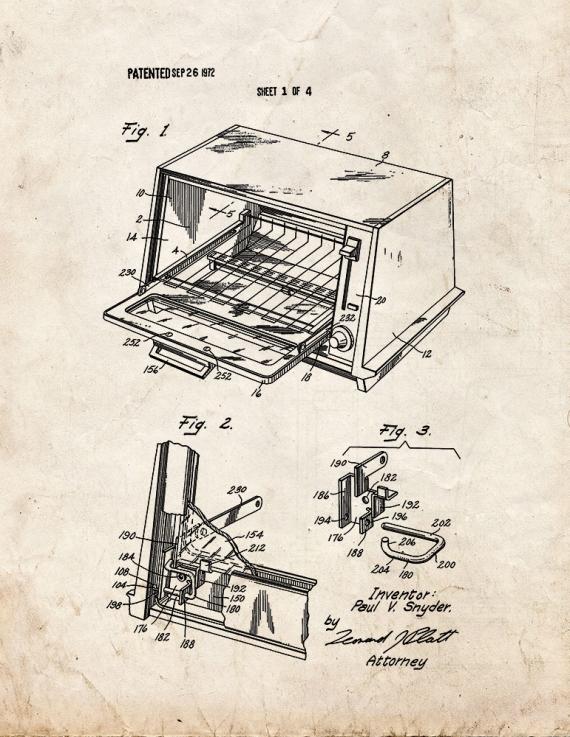 Toaster Oven Patent Print