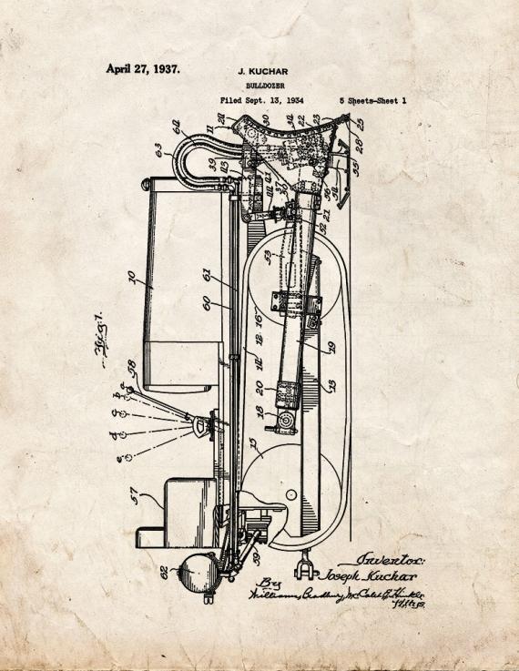 Bulldozer Patent Print