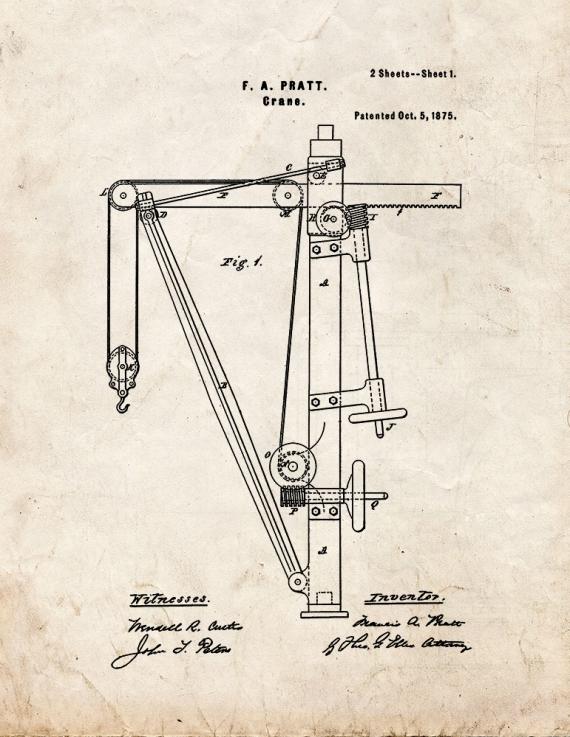 Crane Patent Print