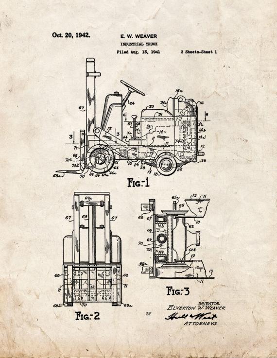 Forklift Patent Print