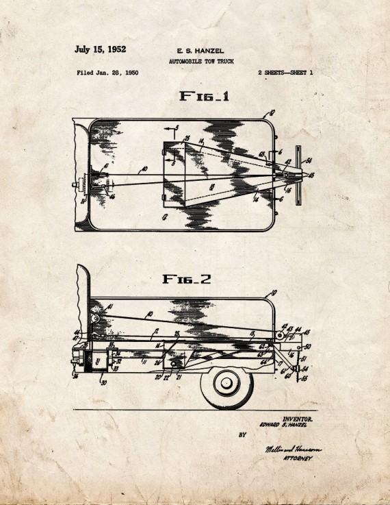Automobile Tow Truck Patent Print
