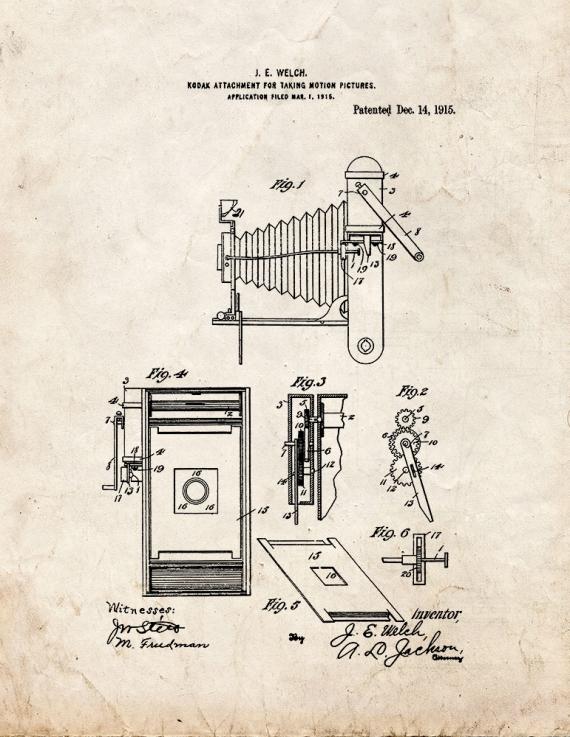 Kodak Attachment for Taking Motion-pictures Patent Print