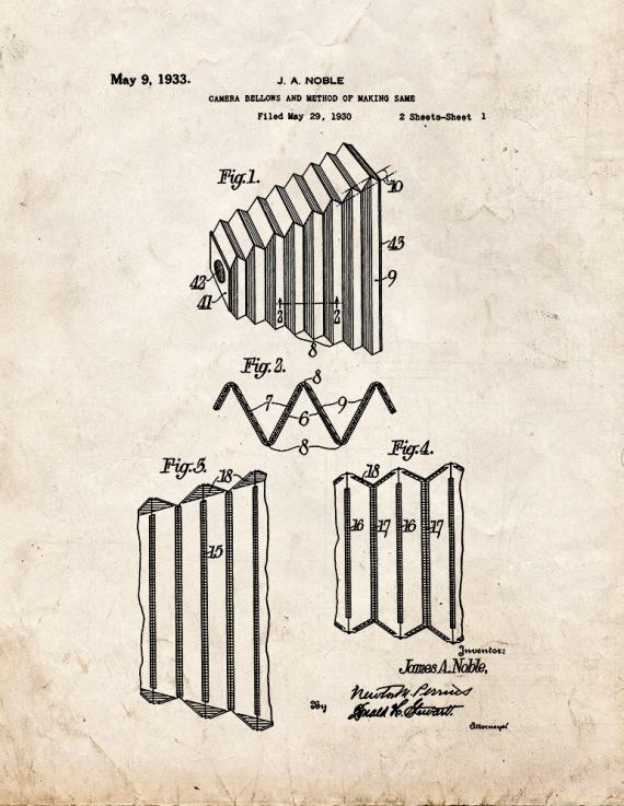 Camera Bellows Patent Print