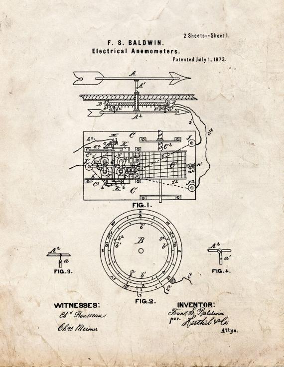 Electrical Anemometers Patent Print