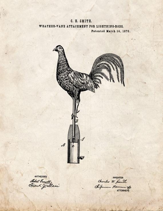 Weather-Vane Attachment For Lightning-Rods Patent Print