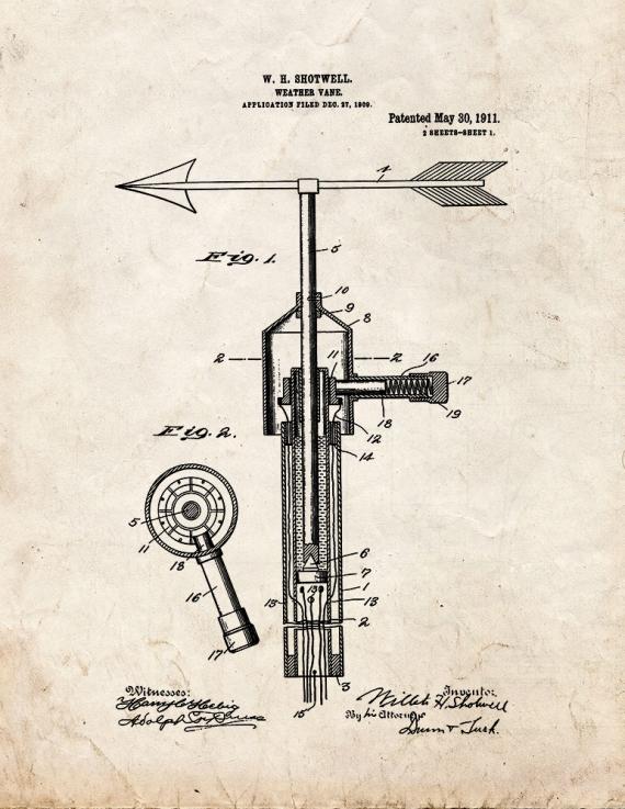 Weathervane Patent Print