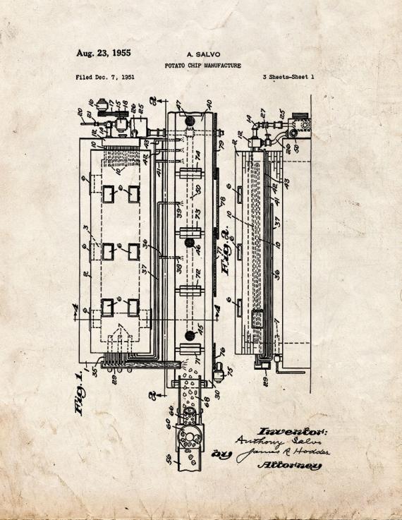 Potato Chip Manufacture Patent Print