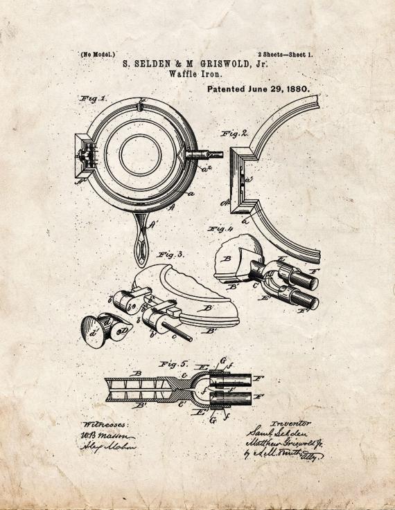 Waffle Iron Patent Print