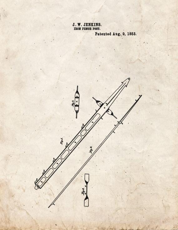 Iron Fence Post Patent Print