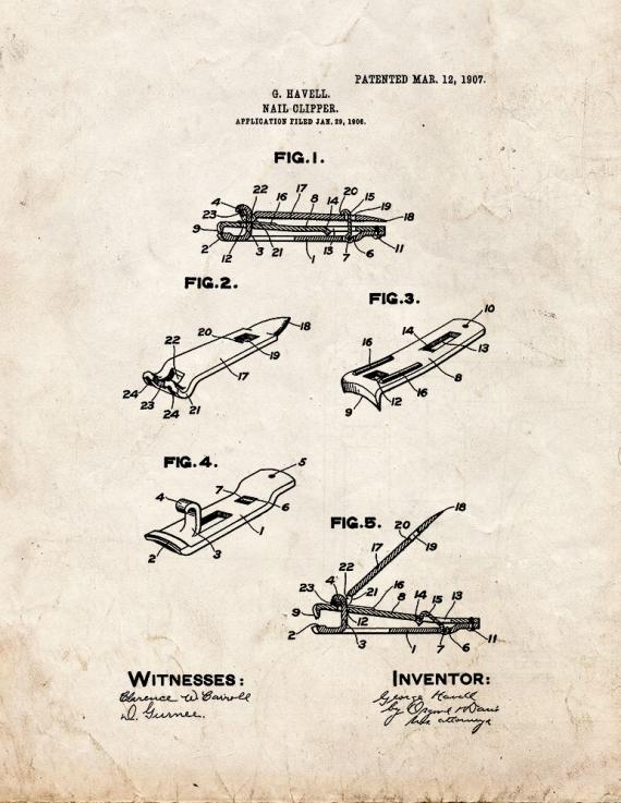 Nail Clipper Patent Print