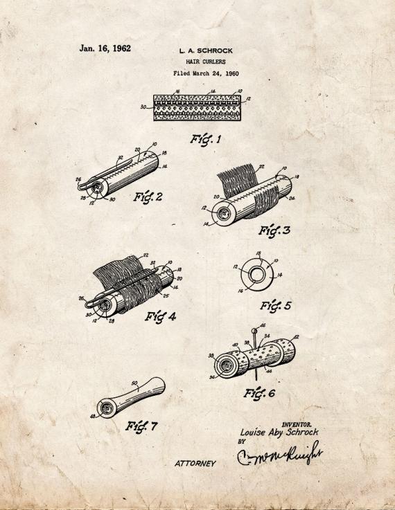 Hair Curlers Patent Print