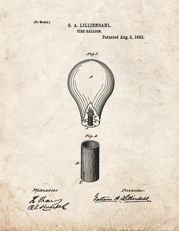 Fire Balloon Patent Print