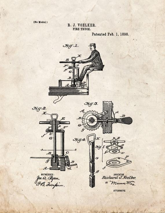 Fire Truck Patent Print