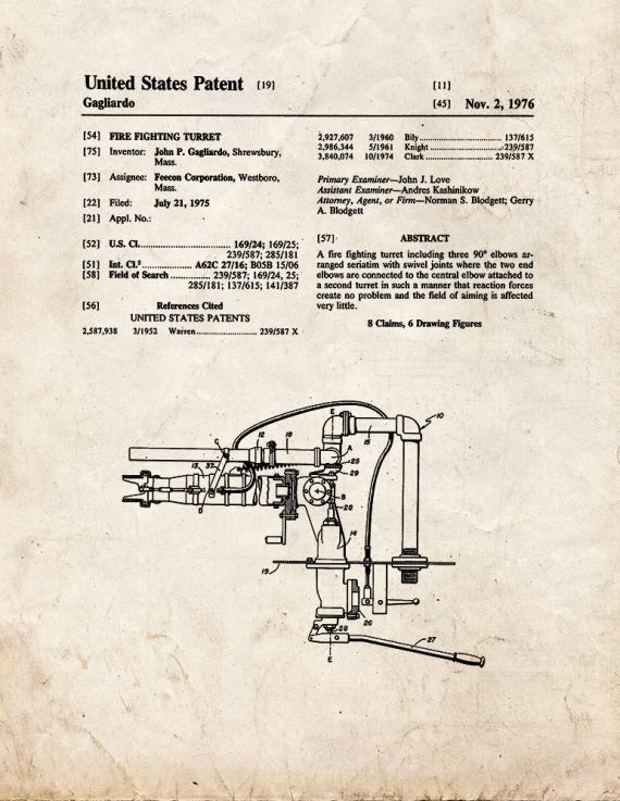 Fire Fighting Turret Patent Print