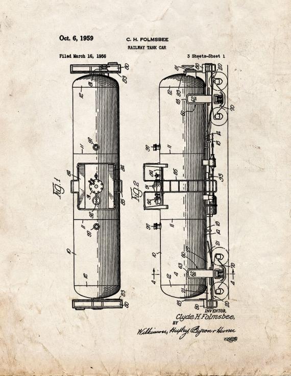 Railway Tank Car Patent Print