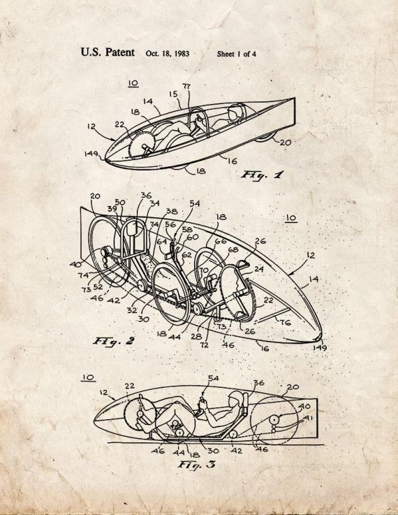 Human Powered Vehicle Patent Print