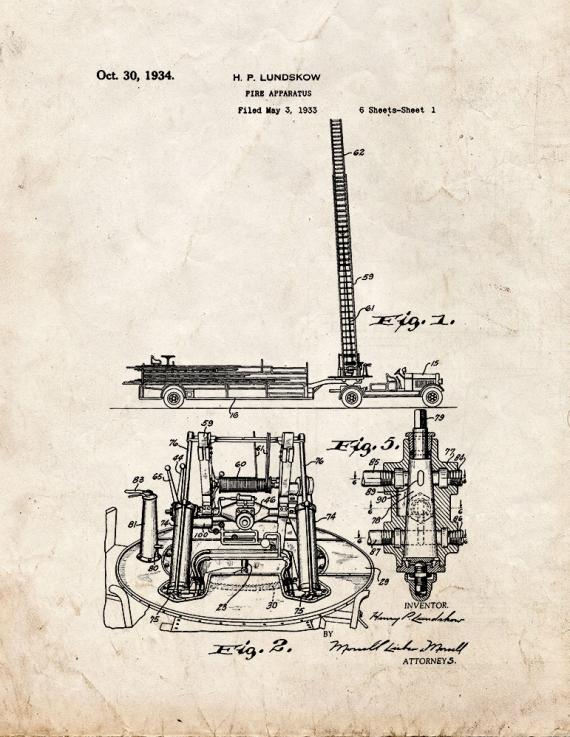 Fire Truck Apparatus Patent Print