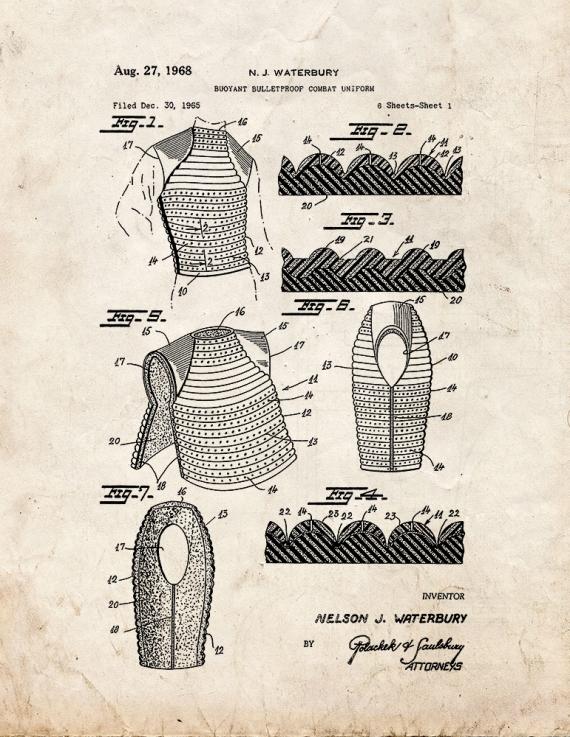 Buoyant Bulletproof Combat Uniform Patent Print