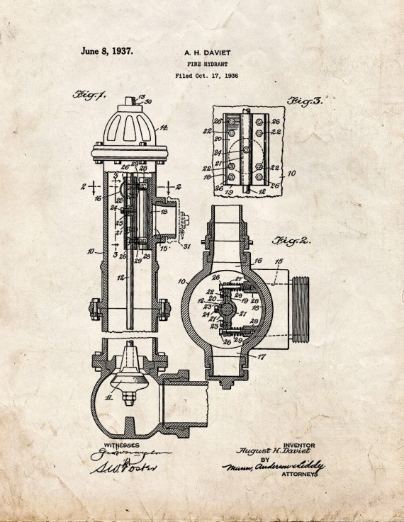 Fire Hydrant Patent Print