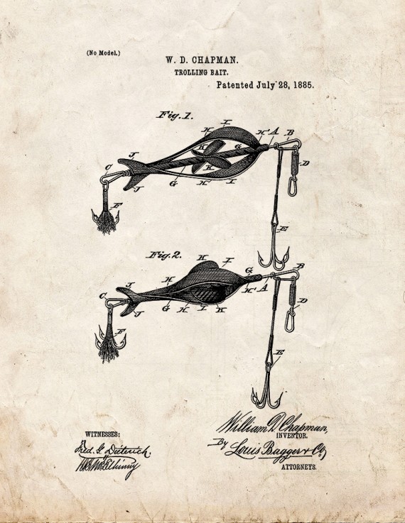 Trolling Bait Patent Print