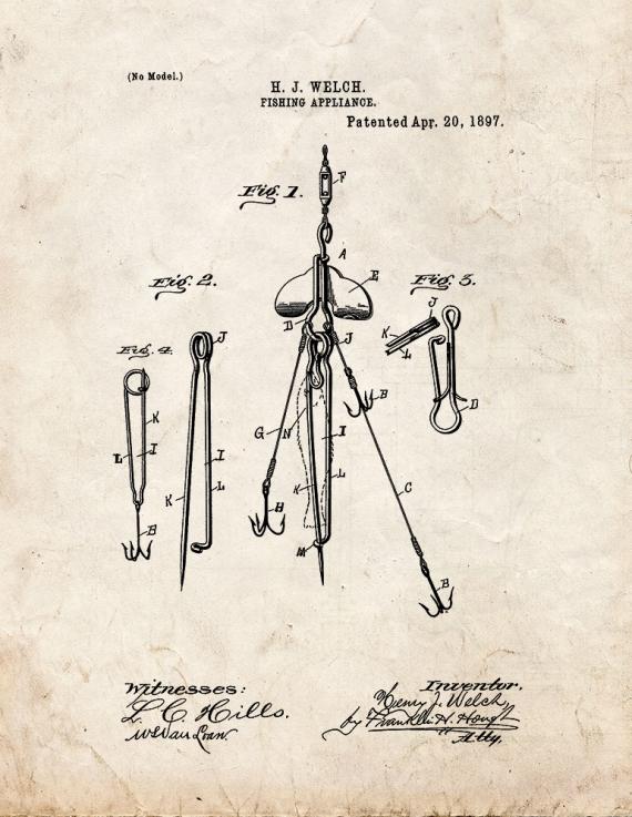 Fishing Appliance Patent Print
